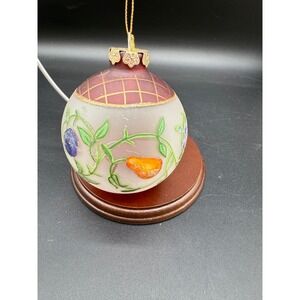 Hand Painted Glass Ornament Fruit Motif Round Frosted with‎ Gilded Red Top
